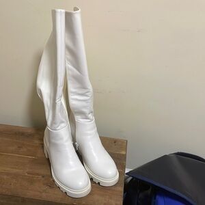 White tall boots